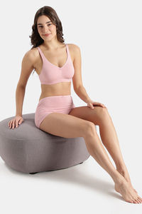 Jockey Wirefree Non Padded Super Combed Cotton Elastane Stretch Full Coverage Everyday Bra with Concealed Shaper Panel - Crush N Blush — thumbnail 6